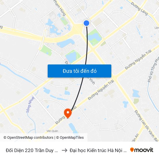 Đối Diện 220 Trần Duy Hưng to Đại học Kiến trúc Hà Nội - HAU map