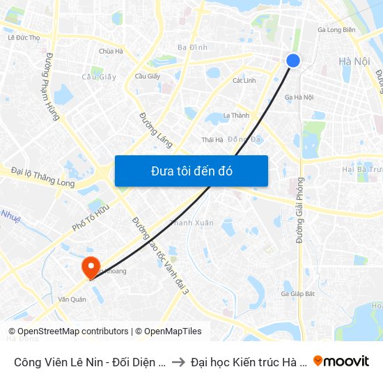 Công Viên Lê Nin - Đối Diện 35 Trần Phú to Đại học Kiến trúc Hà Nội - HAU map