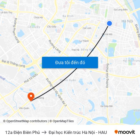 12a Điện Biên Phủ to Đại học Kiến trúc Hà Nội - HAU map