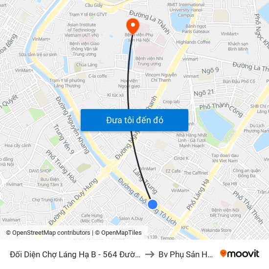 Đối Diện Chợ Láng Hạ B - 564 Đường Láng to Bv Phụ Sản Hà Nội map