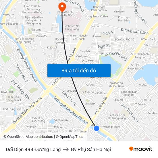 Đối Diện 498 Đường Láng to Bv Phụ Sản Hà Nội map