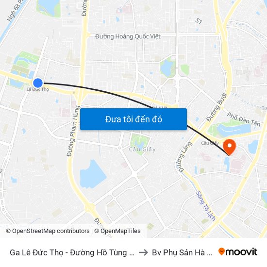 Ga Lê Đức Thọ - Đường Hồ Tùng Mậu to Bv Phụ Sản Hà Nội map