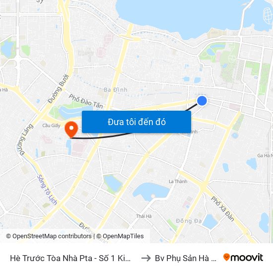 Hè Trước Tòa Nhà Pta - Số 1 Kim Mã to Bv Phụ Sản Hà Nội map