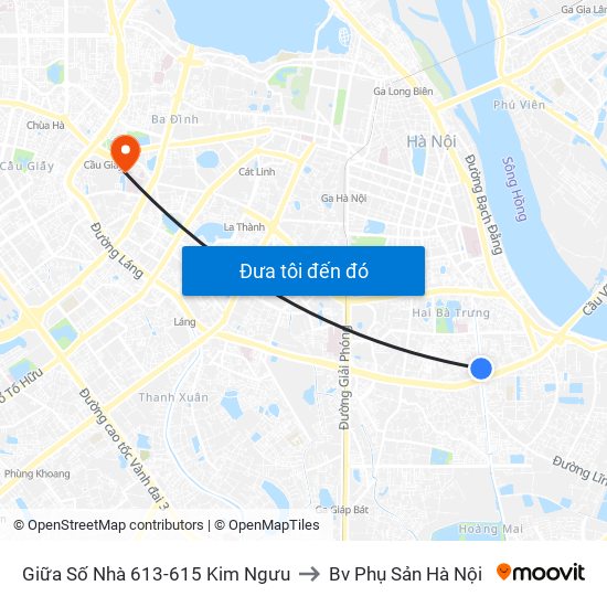 Giữa Số Nhà 613-615 Kim Ngưu to Bv Phụ Sản Hà Nội map