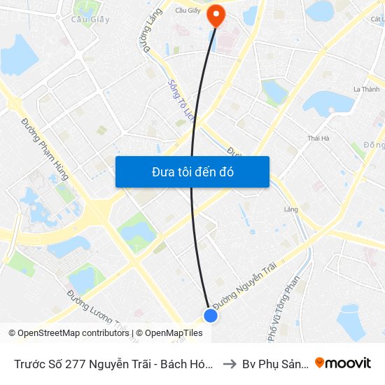 Trước Số 277 Nguyễn Trãi - Bách Hóa Giày Thượng Đình to Bv Phụ Sản Hà Nội map