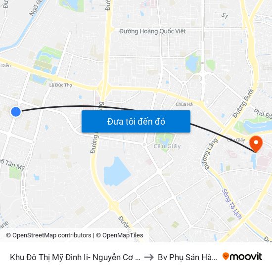 Khu Đô Thị Mỹ Đình Ii- Nguyễn Cơ Thạch to Bv Phụ Sản Hà Nội map