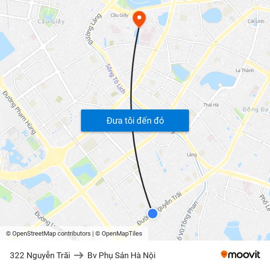 322 Nguyễn Trãi to Bv Phụ Sản Hà Nội map