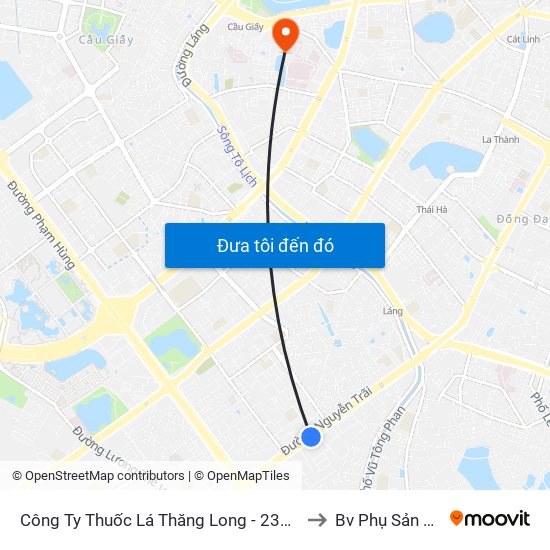 Công Ty Thuốc Lá Thăng Long - 235 Nguyễn Trãi to Bv Phụ Sản Hà Nội map