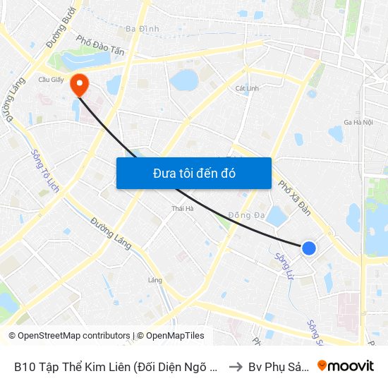 B10 Tập Thể Kim Liên (Đối Diện Ngõ 46b Phạm Ngọc Thạch) to Bv Phụ Sản Hà Nội map