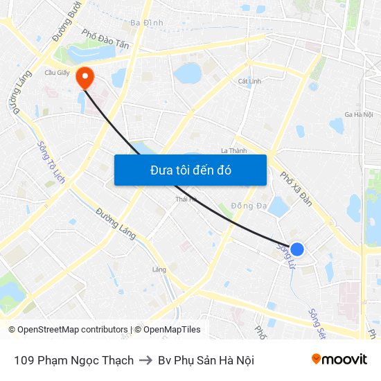 109 Phạm Ngọc Thạch to Bv Phụ Sản Hà Nội map