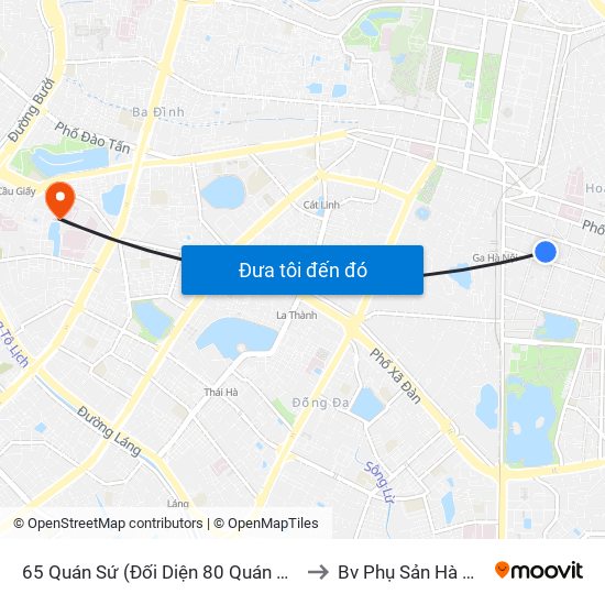 65 Quán Sứ (Đối Diện 80 Quán Sứ) to Bv Phụ Sản Hà Nội map