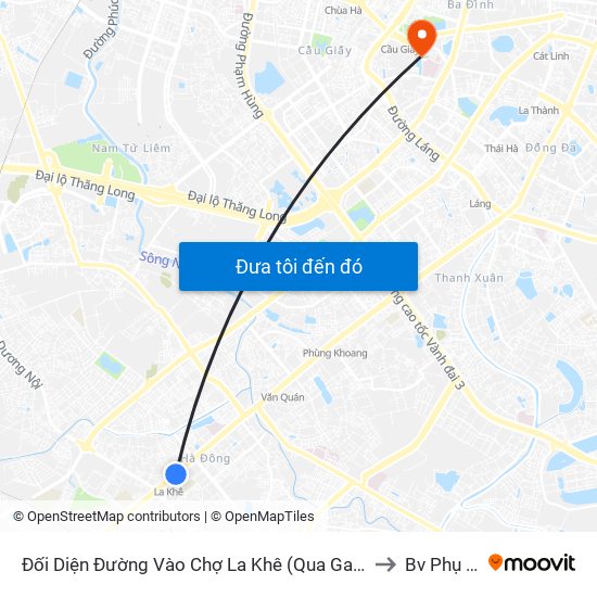 Đối Diện Đường Vào Chợ La Khê (Qua Ga Metro La Khê) - 405 Quang Trung (Hà Đông) to Bv Phụ Sản Hà Nội map