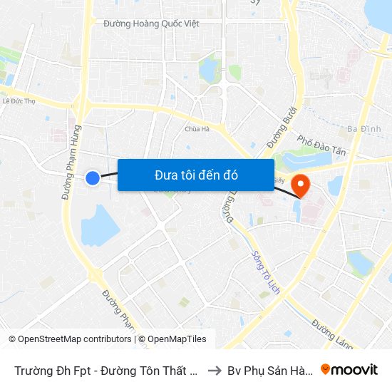 Trường Đh Fpt - Đường Tôn Thất Thuyết to Bv Phụ Sản Hà Nội map