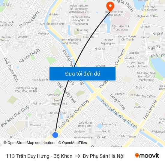 113 Trần Duy Hưng - Bộ Khcn to Bv Phụ Sản Hà Nội map