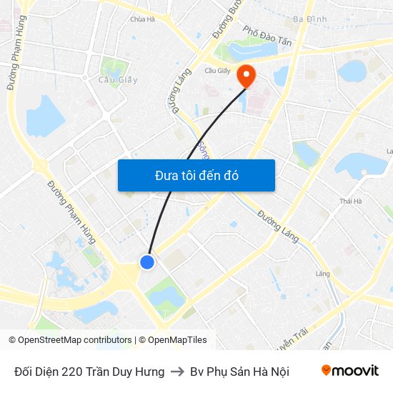 Đối Diện 220 Trần Duy Hưng to Bv Phụ Sản Hà Nội map