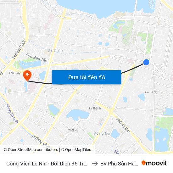 Công Viên Lê Nin - Đối Diện 35 Trần Phú to Bv Phụ Sản Hà Nội map