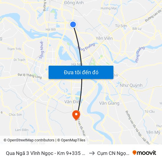Qua Ngã 3 Vĩnh Ngọc - Km 9+335 Quốc Lộ 3 to Cụm CN Ngọc Hồi map
