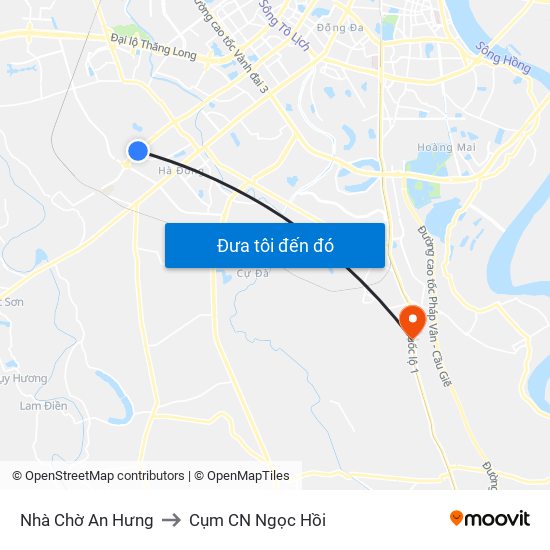 Nhà Chờ An Hưng to Cụm CN Ngọc Hồi map