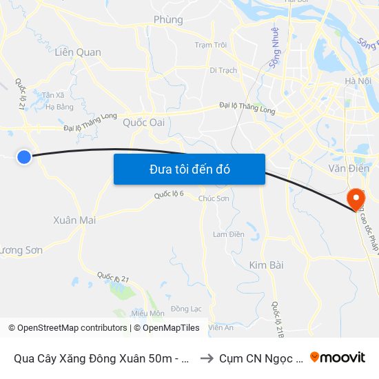 Qua Cây Xăng Đông Xuân 50m - Đt446 to Cụm CN Ngọc Hồi map