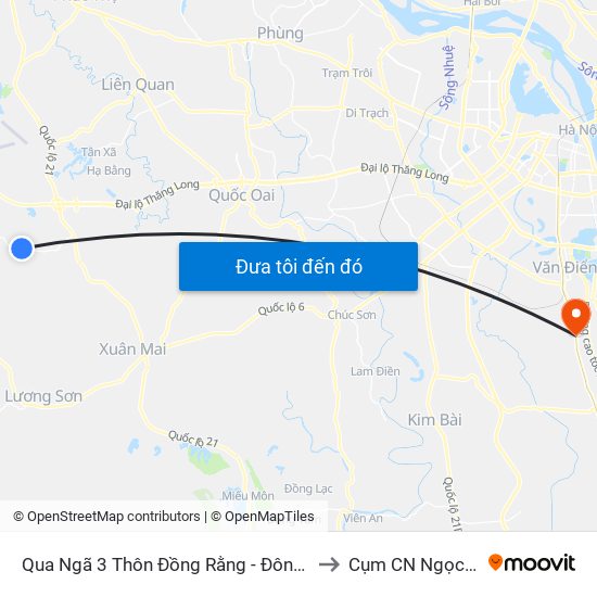 Qua Ngã 3 Thôn Đồng Rằng - Đông Xuân to Cụm CN Ngọc Hồi map