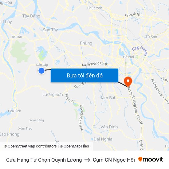 Cửa Hàng Tự Chọn Quỳnh Lương to Cụm CN Ngọc Hồi map