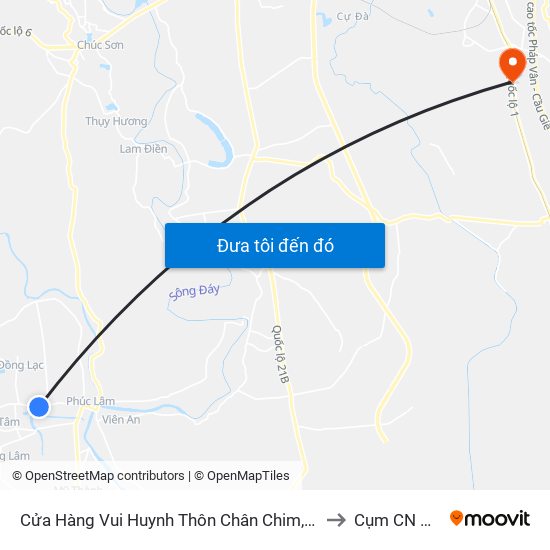 Cửa Hàng Vui Huynh Thôn Chân Chim, Phúc Lâm - Tỉnh Lộ 429 to Cụm CN Ngọc Hồi map
