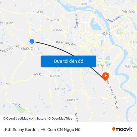 Kđt Sunny Garden to Cụm CN Ngọc Hồi map