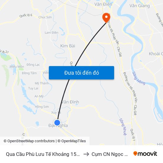 Qua Cầu Phù Lưu Tế Khoảng 150m to Cụm CN Ngọc Hồi map