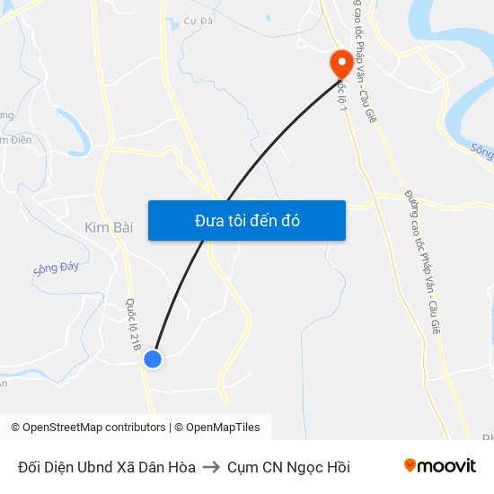 Đối Diện Ubnd Xã Dân Hòa to Cụm CN Ngọc Hồi map