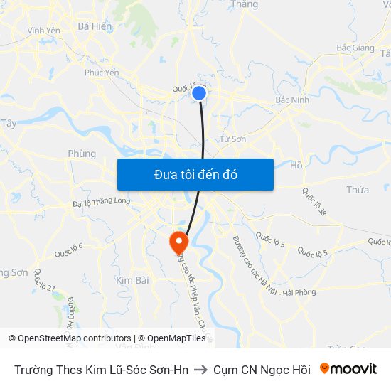 Trường Thcs Kim Lũ-Sóc Sơn-Hn to Cụm CN Ngọc Hồi map