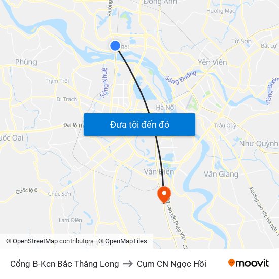 Cổng B-Kcn Bắc Thăng Long to Cụm CN Ngọc Hồi map