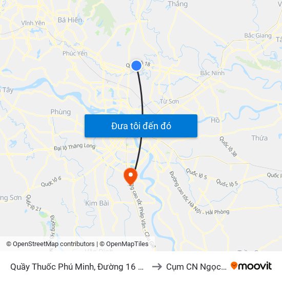 Quầy Thuốc Phú Minh, Đường 16 Phú Thọ to Cụm CN Ngọc Hồi map