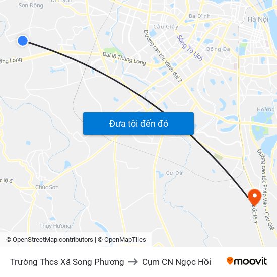 Trường Thcs Xã Song Phương to Cụm CN Ngọc Hồi map