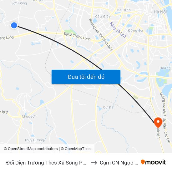 Đối Diện Trường Thcs Xã Song Phương to Cụm CN Ngọc Hồi map