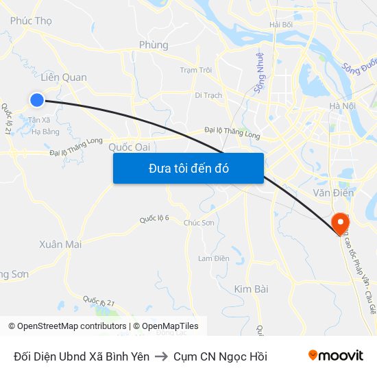 Đối Diện Ubnd Xã Bình Yên to Cụm CN Ngọc Hồi map