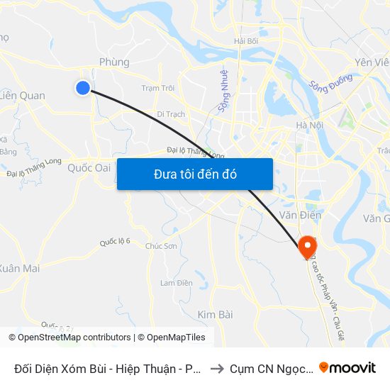Đối Diện Xóm Bùi - Hiệp Thuận - Phúc Thọ to Cụm CN Ngọc Hồi map