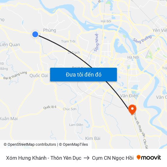 Xóm Hưng Khánh - Thôn Yên Dục to Cụm CN Ngọc Hồi map