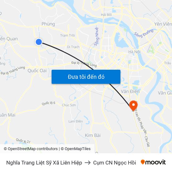 Nghĩa Trang Liệt Sỹ Xã Liên Hiệp to Cụm CN Ngọc Hồi map