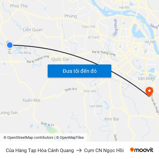Của Hàng Tạp Hóa Cảnh Quang to Cụm CN Ngọc Hồi map