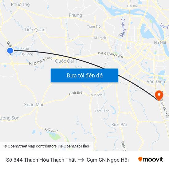 Số 344 Thạch Hòa Thạch Thất to Cụm CN Ngọc Hồi map