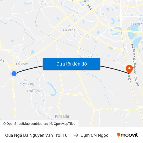 Qua Ngã Ba Nguyễn Văn Trỗi 100m to Cụm CN Ngọc Hồi map