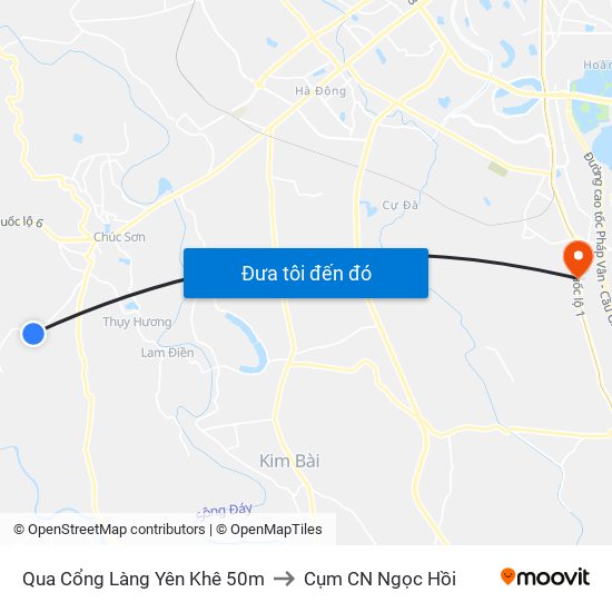 Qua Cổng Làng Yên Khê 50m to Cụm CN Ngọc Hồi map