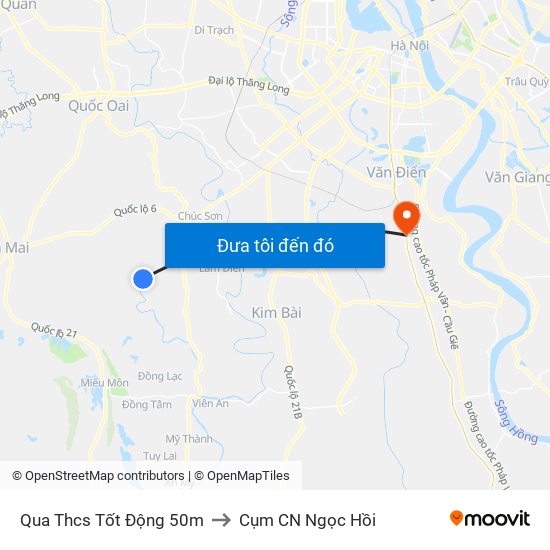 Qua Thcs Tốt Động 50m to Cụm CN Ngọc Hồi map