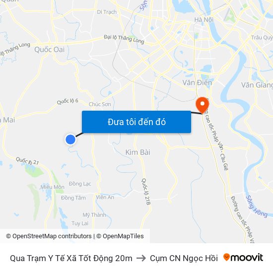 Qua Trạm Y Tế Xã Tốt Động 20m to Cụm CN Ngọc Hồi map