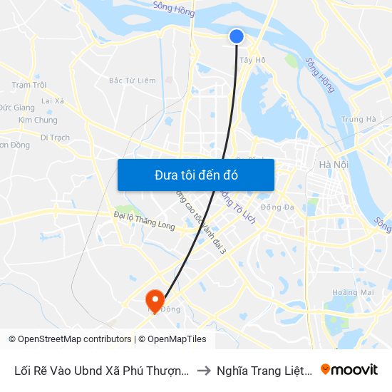 Lối Rẽ Vào Ubnd Xã Phú Thượng - An Dương Vương to Nghĩa Trang Liệt Sỹ Hà Đông map