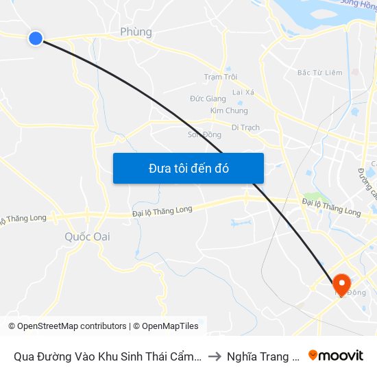 Qua Đường Vào Khu Sinh Thái Cẩm Đình Hiệp Thuận 100n - Quốc Lộ 32 to Nghĩa Trang Liệt Sỹ Hà Đông map