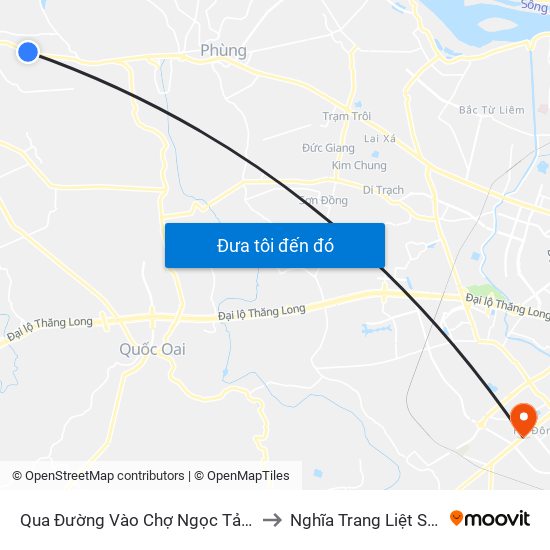 Qua Đường Vào Chợ Ngọc Tảo - Quốc Lộ 32 to Nghĩa Trang Liệt Sỹ Hà Đông map