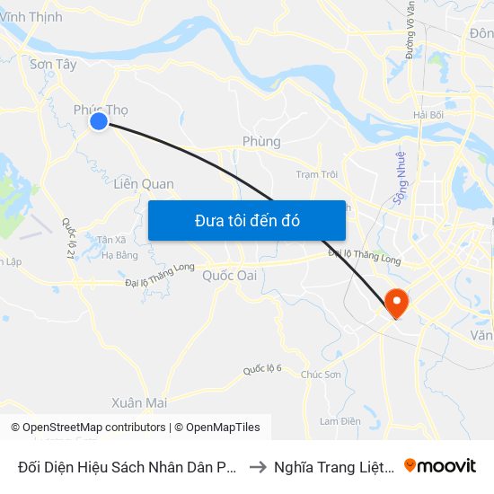 Đối Diện Hiệu Sách Nhân Dân Phúc Thọ - Quốc Lộ 32 to Nghĩa Trang Liệt Sỹ Hà Đông map