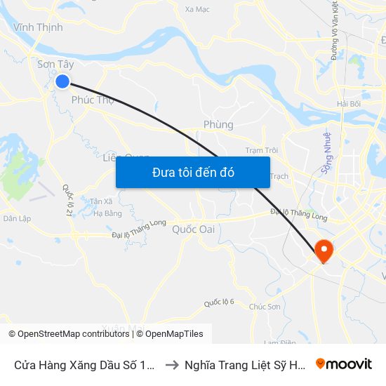 Cửa Hàng Xăng Dầu Số 14 - Ql32 to Nghĩa Trang Liệt Sỹ Hà Đông map