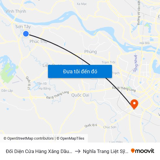 Đối Diện Cửa Hàng Xăng Dầu Số 14 - Ql32 to Nghĩa Trang Liệt Sỹ Hà Đông map